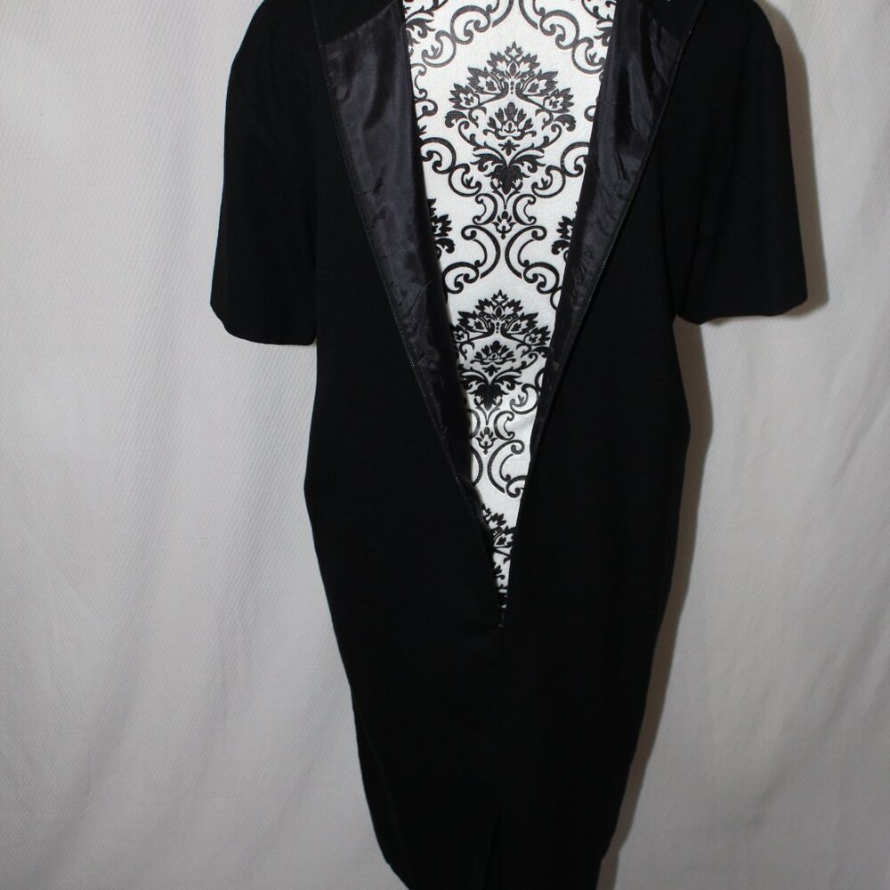 Evan-Picone Dress South Pacific BLACK Shell Animal Buttons Shift 8 VINTAGE - Picture 12 of 15